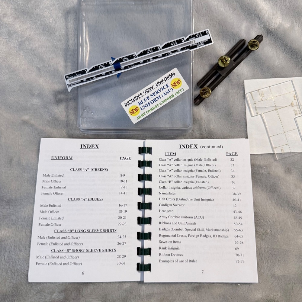 Look Sharp US Army Uniform Guide 2012 Ruler Templates Complete Kit ASU ACU - Picture 4 of 8